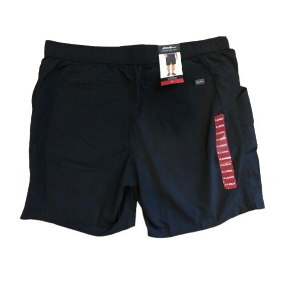 Men's XL Shorts Eddie Bauer Ripstop Tech Black Moisture Wicking Adjustable Belt - Picture 2 of 2